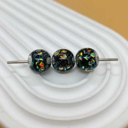 Glitter Resin Beads 16mm Round Glossy Multicolor Sparkle 30pcs 7