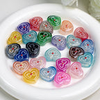 Bow Pattern Heart Resin Beads 20mm Colorful Mixed 10pcs 6