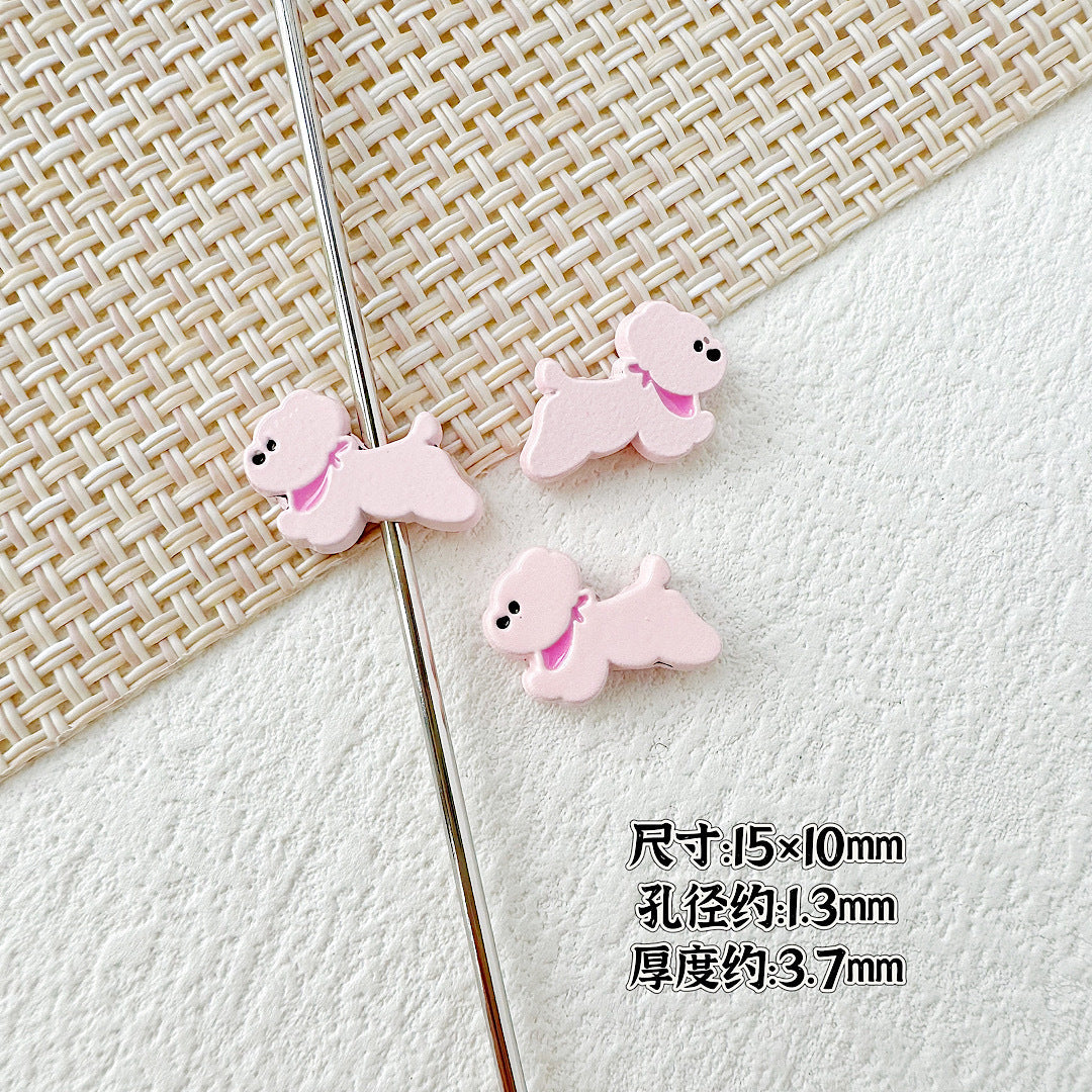 Baking Painted Bow Puppy and Dotted Kitten Metal Beads 15mm 20pcs 7