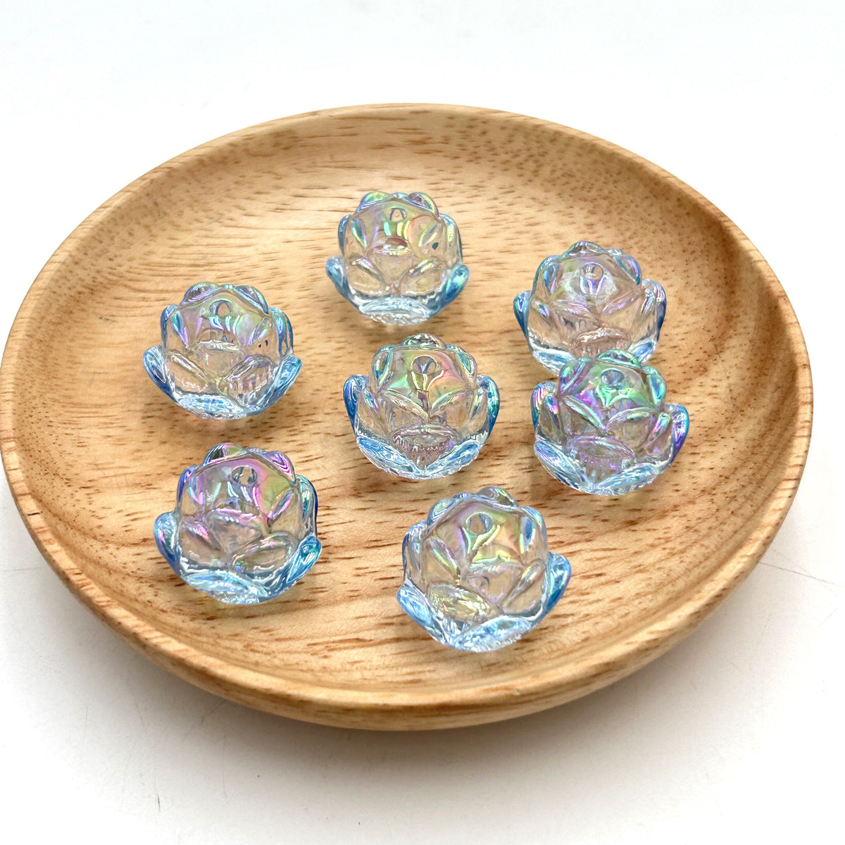 UV Plating Lotus Acrylic Beads 21mm Transparent Glossy 5pcs 6