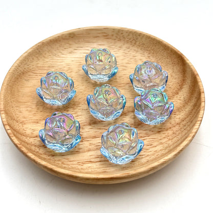 UV Plating Lotus Acrylic Beads 21mm Transparent Glossy 5pcs 6