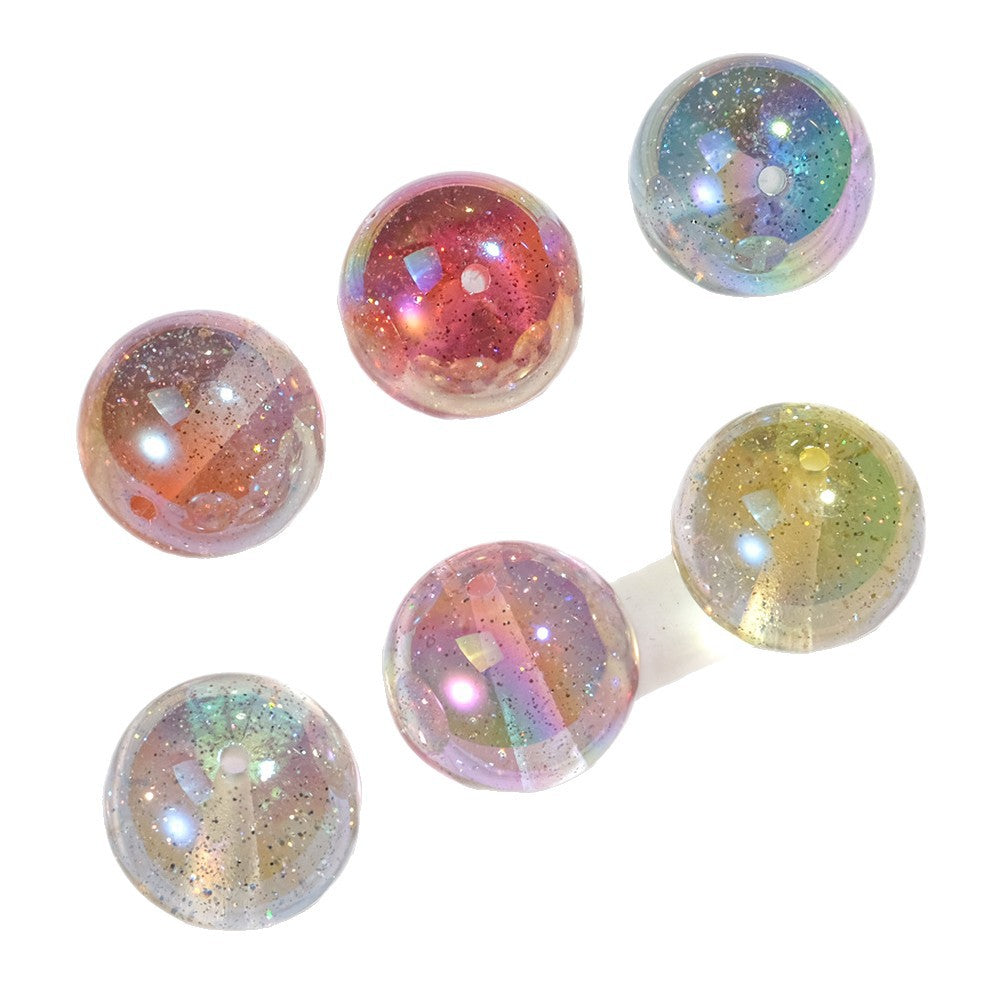 Shimmer Resin Beads 16mm Round UV Plating Glitter Effect 20pcs 4