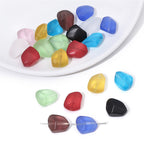 Frosted Irregular Cut Flat Stone Glass Beads 12x15mm Multicolor 10pcs 15