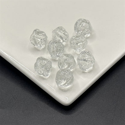 Small Walnut Shape Transparent Glass Beads 12mm Translucent Blue 100pcs 7