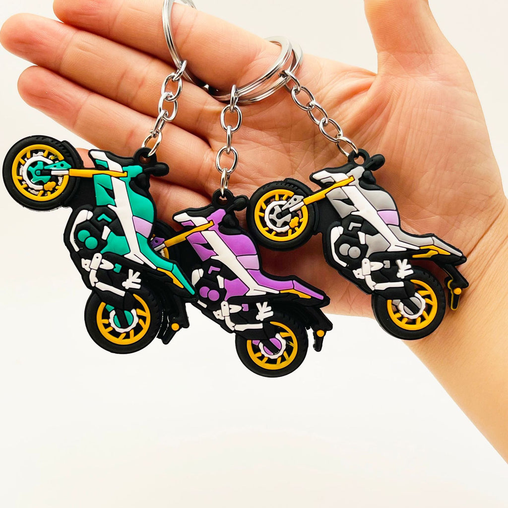 PVC Motorcycle Keychain Trendy Vibrant Colors Urban Style