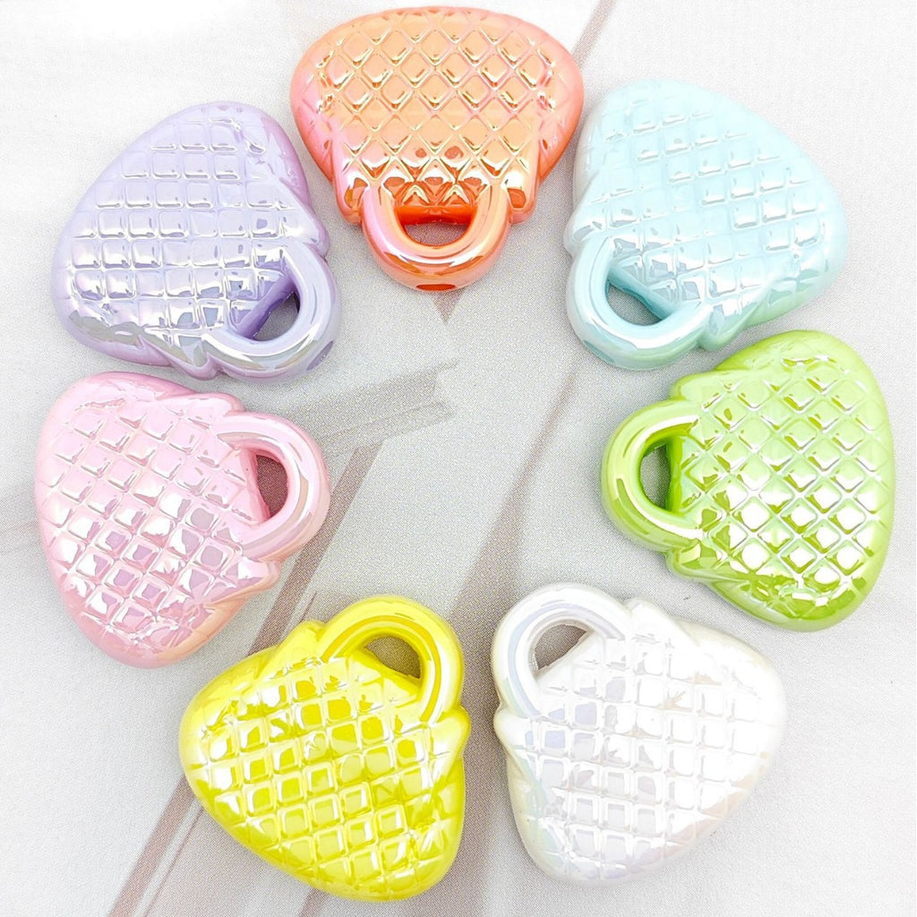 UV Plating Handbag Acrylic Beads 23x22x7mm Pastel Glossy 50pcs