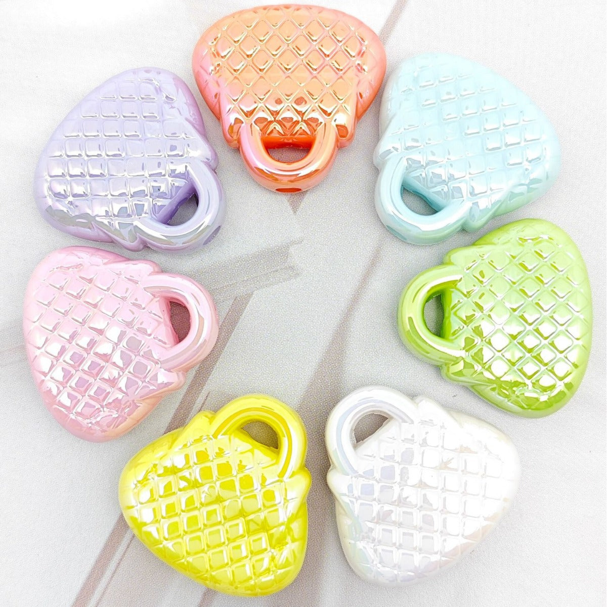 UV Plating Handbag Acrylic Beads 23x22x7mm Pastel Glossy 50pcs