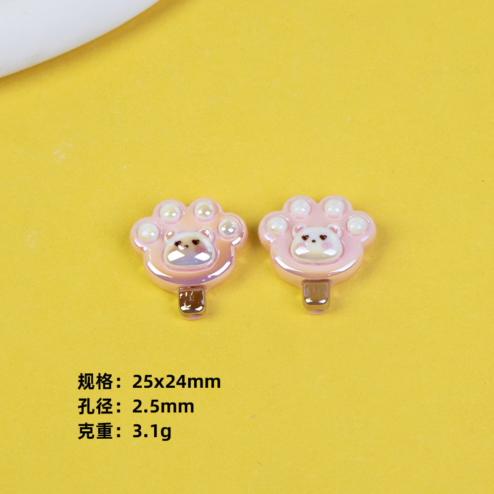 Bear Ice Cream Series Resin Beads Glossy Pastel Pink 20pcs 7
