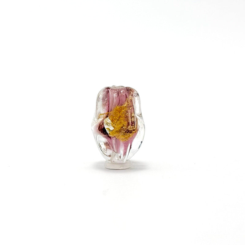 Lampwork Glass Beads Irregular Oval Gold Dust Filled 13mm 10pcs 12