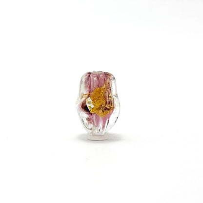 Lampwork Glass Beads Irregular Oval Gold Dust Filled 13mm 10pcs 12