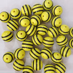 Striped Bubblegum Beads 20mm Chunky Bee Design Yellow Black 10pcs 3