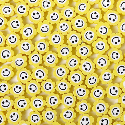 Flower Clay Beads 8mm Colorful Smiling Face Six-Petal 100pcs 6