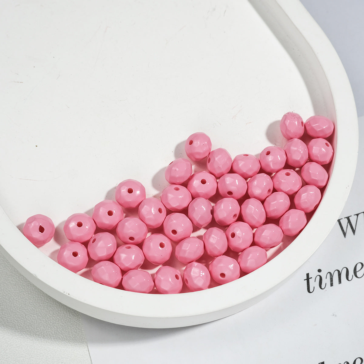 Acrylic Faceted Spacer Beads 8mm Baking Painted Solid Color 50pcs 14