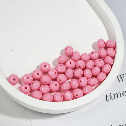 Acrylic Faceted Spacer Beads 8mm Baking Painted Solid Color 50pcs 14