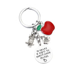 Stainless Steel Teacher Apple Keychain Glossy Red Charm 5