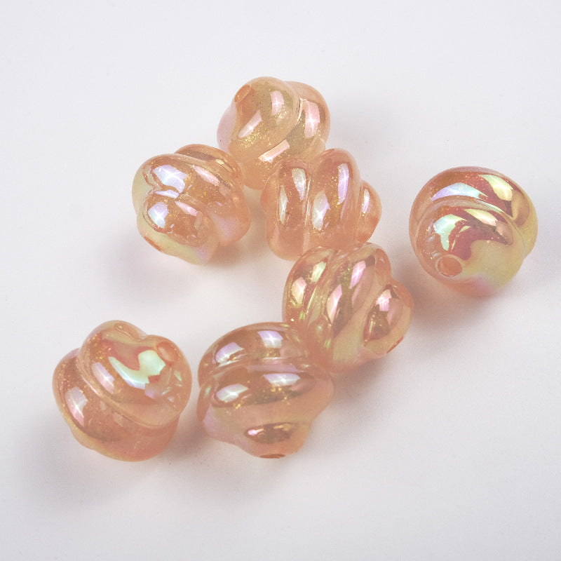 UV Plating Twisted Acrylic Beads 17mm Glitter Powder 50pcs 9