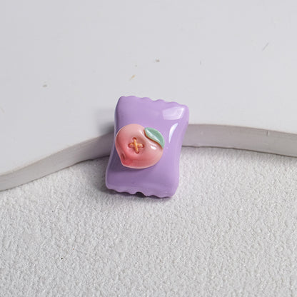 Fruit Snack Bag Acrylic Square Beads 23mm Glossy Detailed 10pcs 15