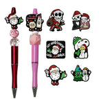 Silicone Focal Beads Christmas Skeleton Stitch With Santa Hats 20pcs 5