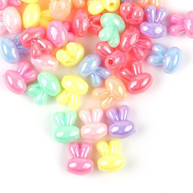 Plated Rabbit Head Acrylic Beads 12.7mm Iridescent AB 50pcs