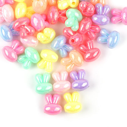 Plated Rabbit Head Acrylic Beads 12.7mm Iridescent AB 50pcs