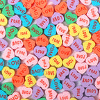 Heart Clay Beads 10mm Love Letter Pastel Colors Polymer 100pcs
