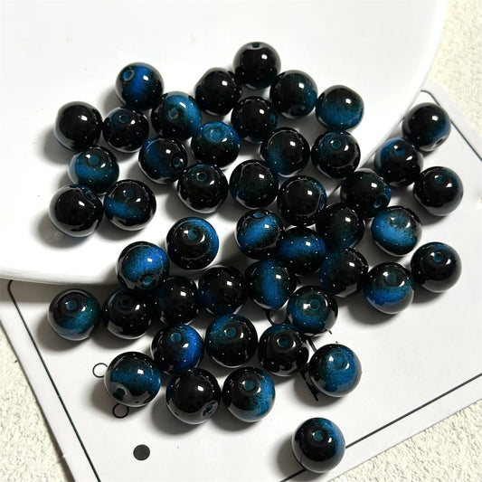 Antique Round Glass Beads 10mm Imitation Tigers Eye Gradient 40pcs 2