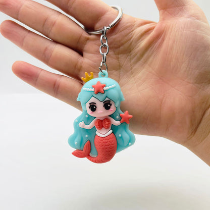 Soft Rubber Mermaid Keychain Pastel Colors Starfish Charm 7
