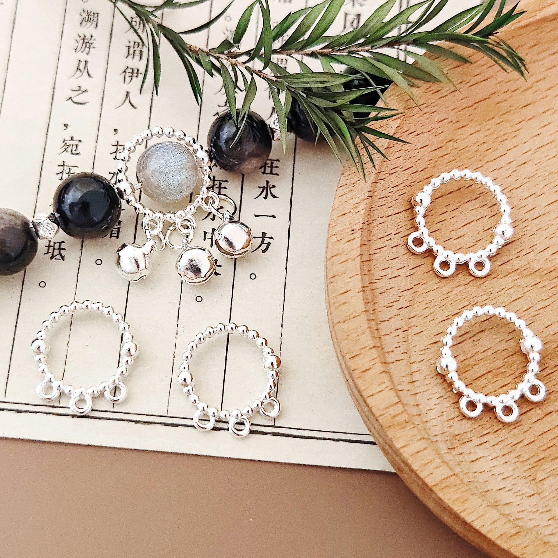 Bubble Ring Metal Bead Frames 17mm With Three Hanging Holes 40pcs 2