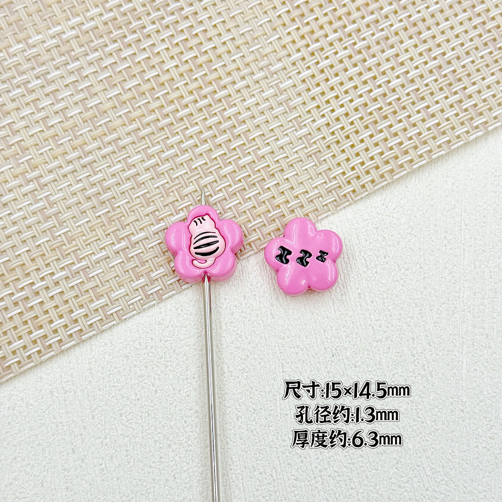 Devil Heart and Kitten Flower Metal Beads 17/15mm Baking Painted 18pcs 21