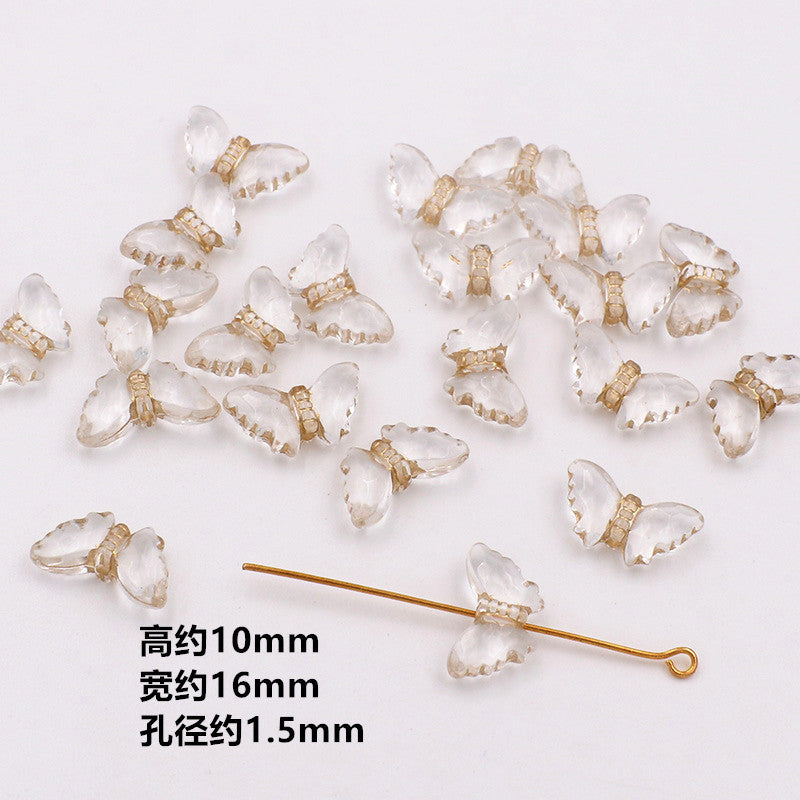 Vintage Baroque Flower Acrylic Beads Gilded Transparent 10pcs 10