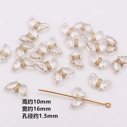 Vintage Baroque Flower Acrylic Beads Gilded Transparent 10pcs 10
