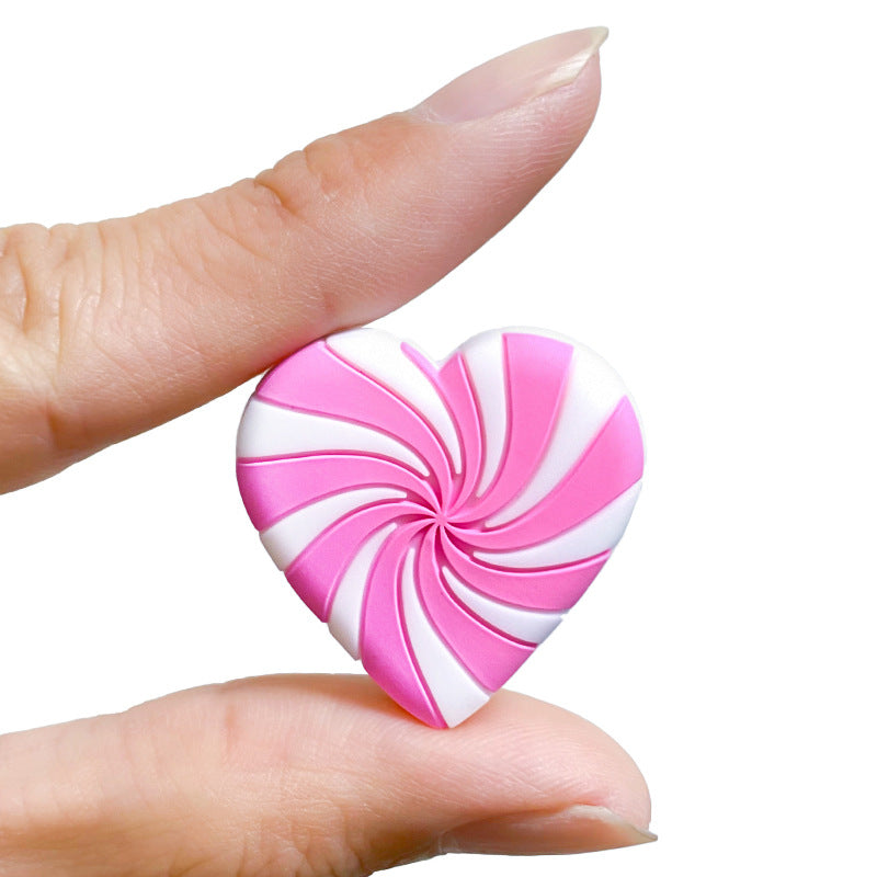 Silicone Focal Beads Love Candy Macaron Heart Pinwheel Stripes 20pcs 5