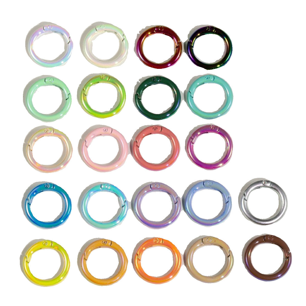 Alloy Iridescent Plating Spring Key Rings 20mm and 25mm 10pcs 5