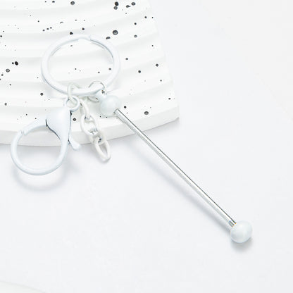Beadable Keychain Metal Slender Shaft Polished Ball Lobster Clasp 12