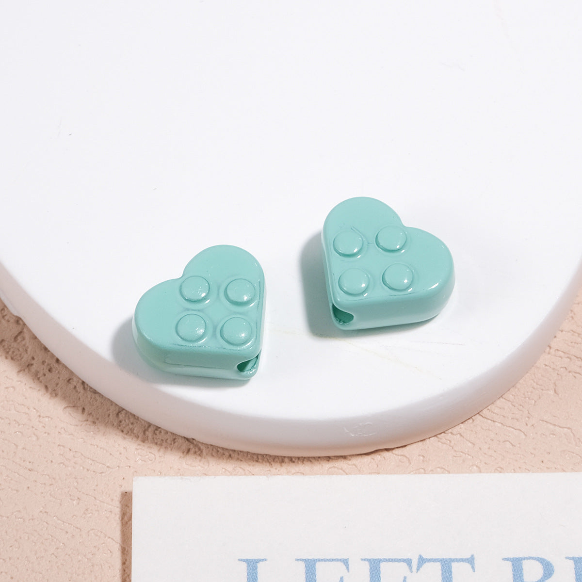 Painted Heart Acrylic Beads 12mm Glossy Raised Dot Detail 50pcs 18