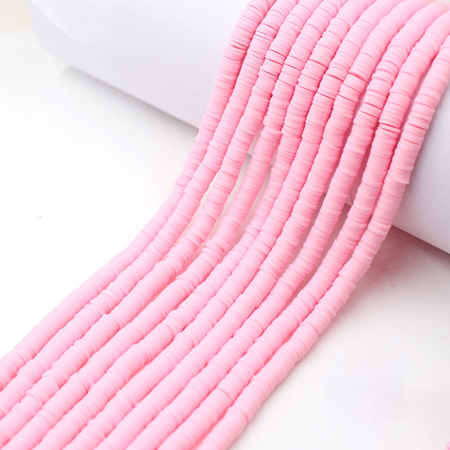 Flat Clay Beads 6mm Solid Color Smooth Polymer Disc 10strands 30