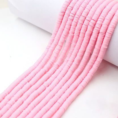 Flat Clay Beads 6mm Solid Color Smooth Polymer Disc 10strands 30