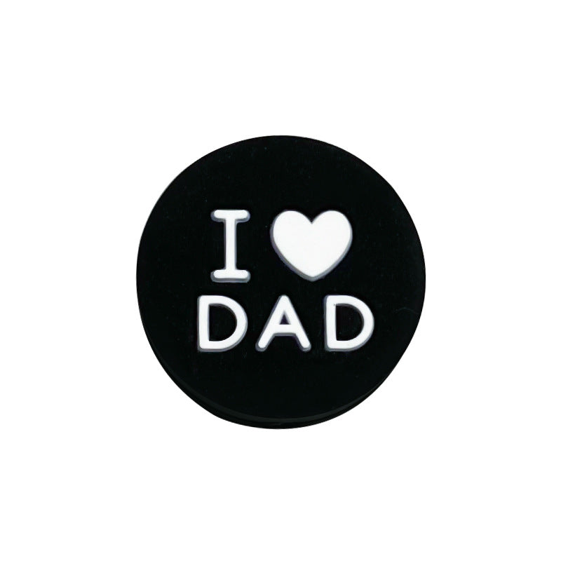 Silicone Focal Beads I Love Dad Embossed Text Solid Color 20pcs 15