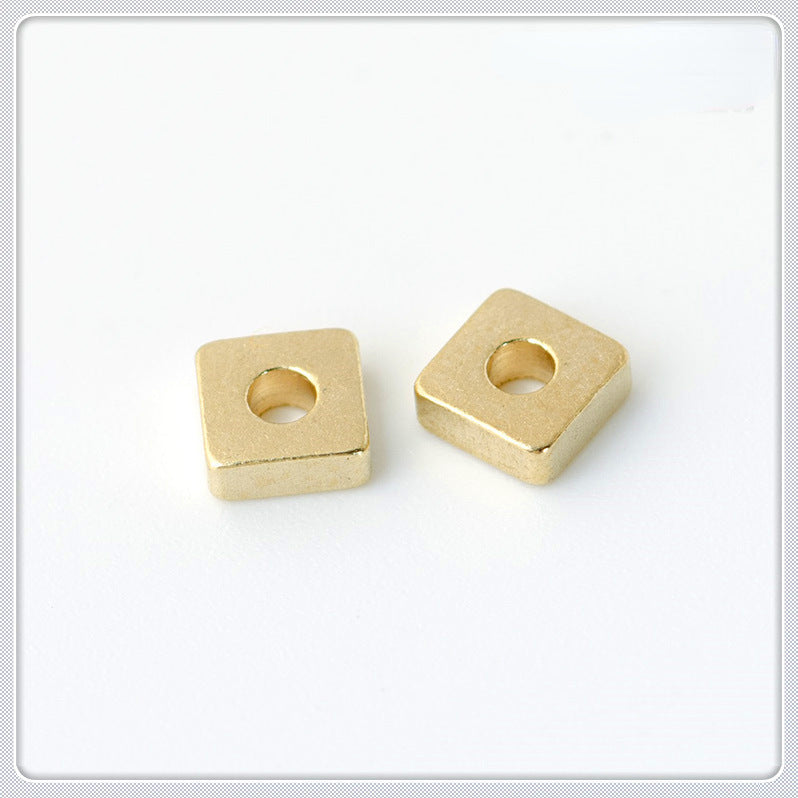 Brass Square Spacer Beads Geometric Silver Tone 100pcs 9