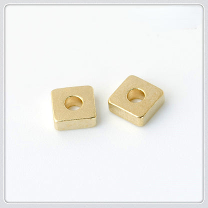 Brass Square Spacer Beads Geometric Silver Tone 100pcs 9