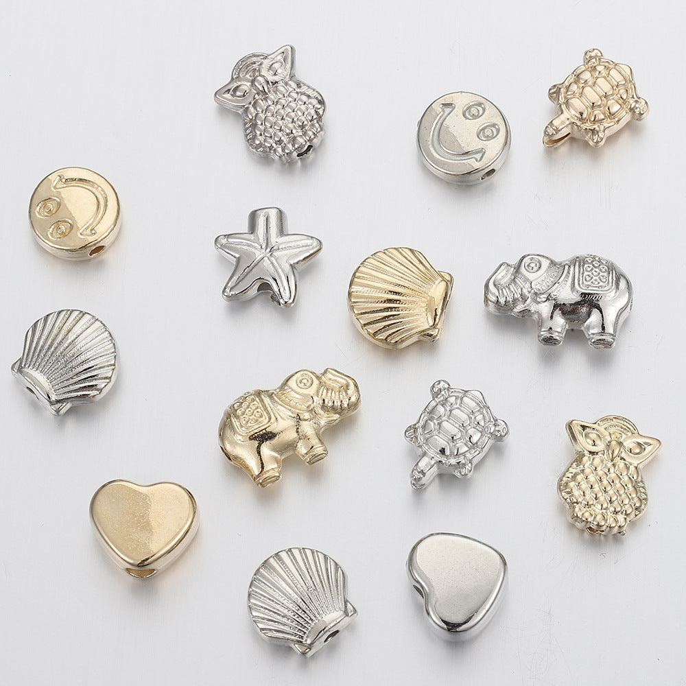 Creature Series Acrylic Beads CCB Plastic Metallic Gold Silver 100pcs