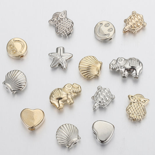 Creature Series Acrylic Beads CCB Plastic Metallic Gold Silver 100pcs