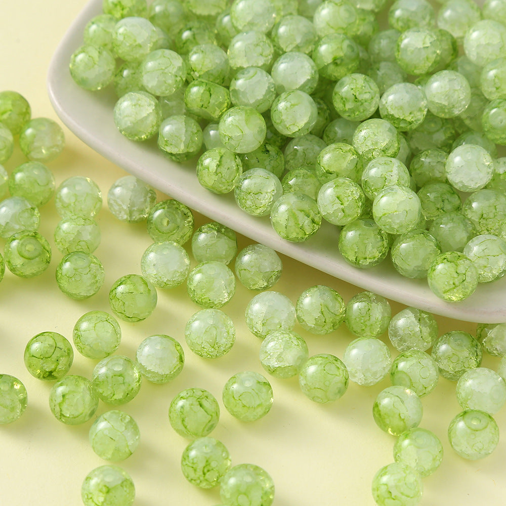 Gradient Crackle Round Glass Beads 10mm Pastel Mixed Colors 100pcs 6