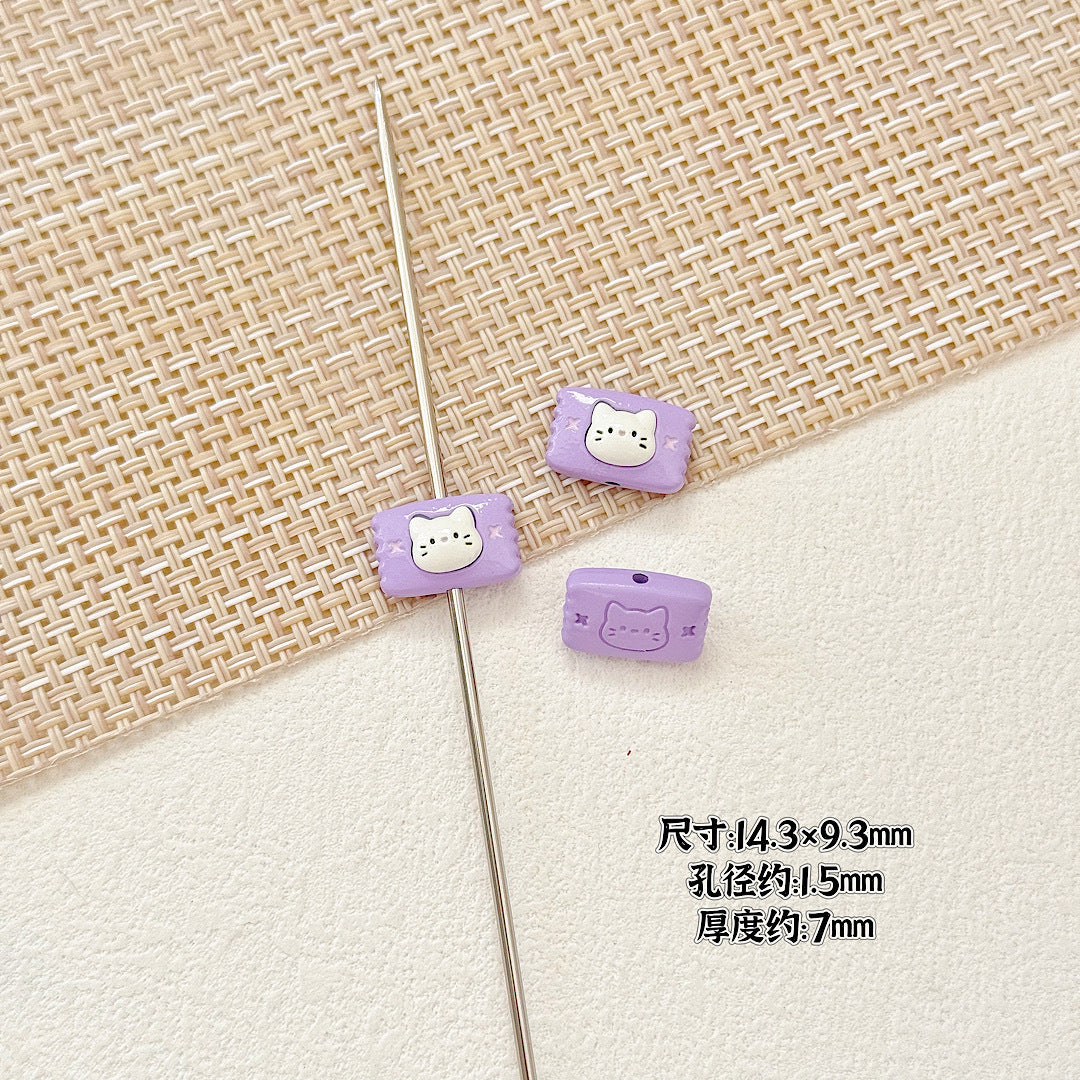 Pillow Metal Beads 14-16mm Glossy Painted Cat Face Alloy 10pcs 7
