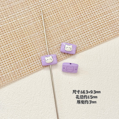 Pillow Metal Beads 14-16mm Glossy Painted Cat Face Alloy 10pcs 7