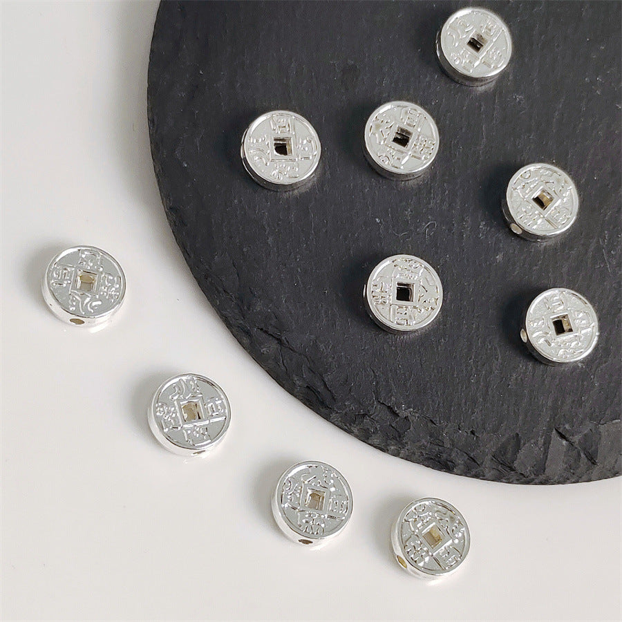 Flat Metal Beads 10mm Vintage Copper Coin with Square Hole 100pcs 7