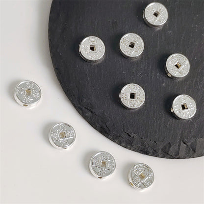 Flat Metal Beads 10mm Vintage Copper Coin with Square Hole 100pcs 7