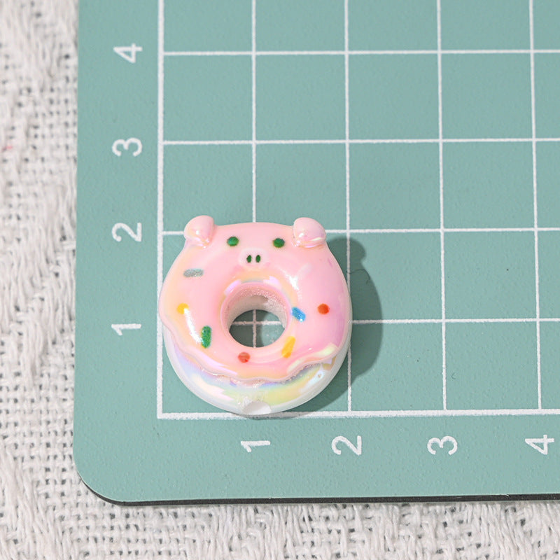 Animal Donut Resin Beads 20mm Glossy Pastel Shimmer 10pcs 4