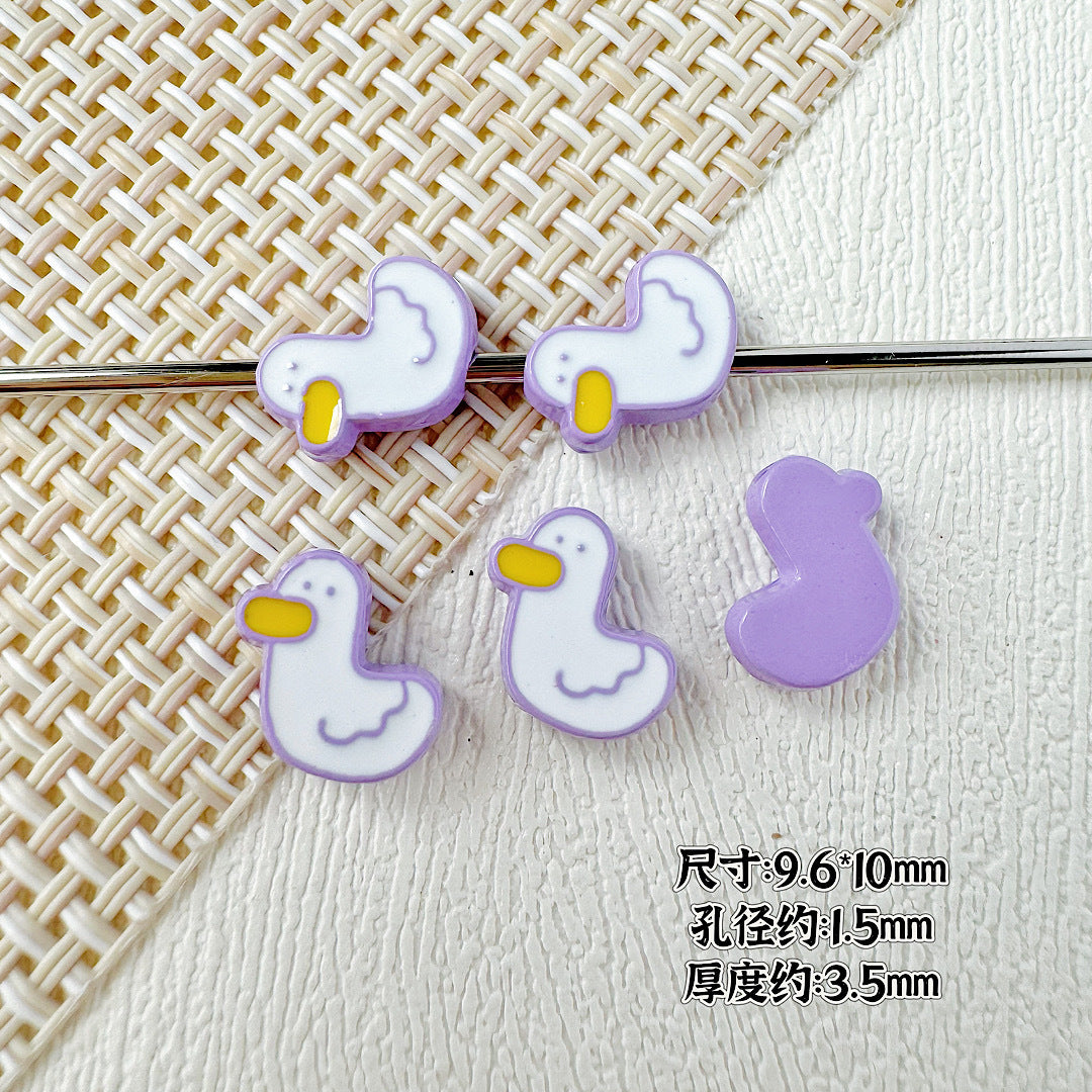 Baking Painted Duck and Strawberry Cake Metal Beads 13/10mm 20pcs 19