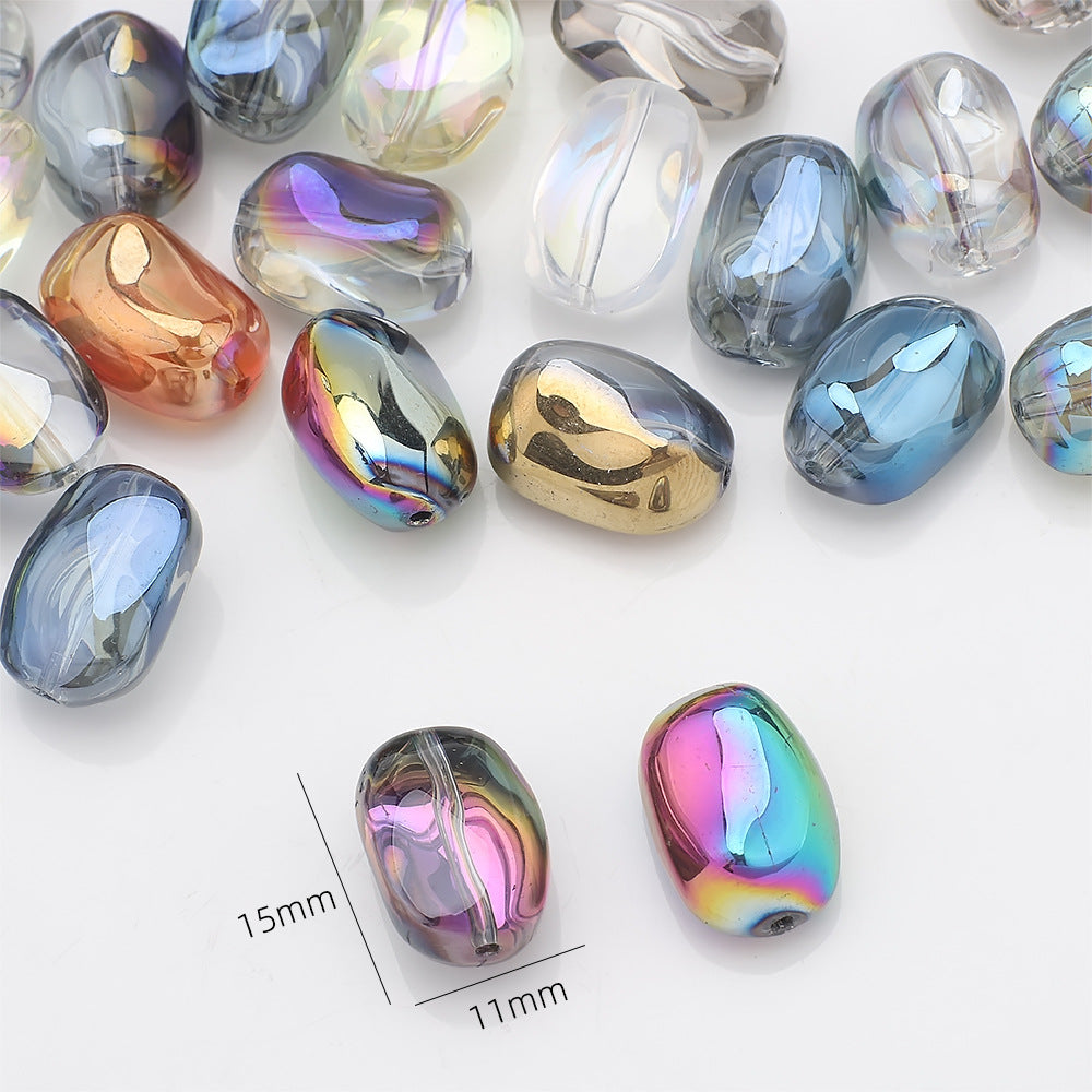 Electroplated Stone Geometric Irregular Glass Beads 11x15mm 20pcs 2